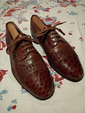 Vintage Crocodile Leather Oxfords Sz 10.5 (Shoe Trees Added)